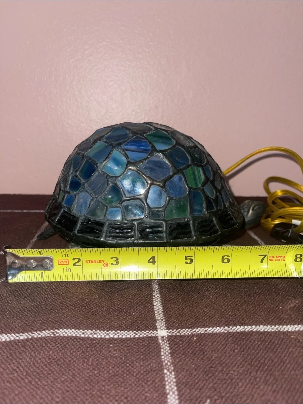Tiffany Vintage BRONZE AND STAINED BLUE GLASS TURTLE LAMP 1999